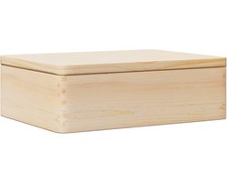vidaXL - Houten - kist - met - deksel - 40x30x13 - cm - massief - grenenhout