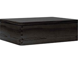 vidaXL - Houten - kist - met - deksel - 40x30x13 - cm - massief - grenenhout - zwart