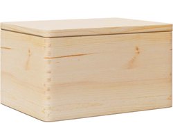 vidaXL - Houten - kist - met - deksel - 40x30x23 - cm - massief - grenenhout