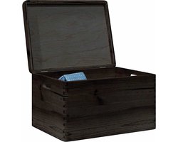 vidaXL - Houten - kist - met - deksel&handvatten - 40x30x23cm - grenenhout - zwart