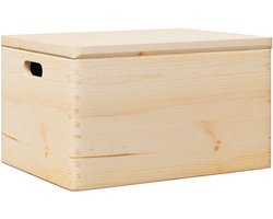 vidaXL - Houten - kist - met - deksel&handvatten - 40x30x23cm - massief - grenenhout
