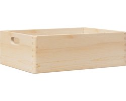 vidaXL - Houten - kist - met - handvatten - 40x30x13 - cm - massief - grenenhout