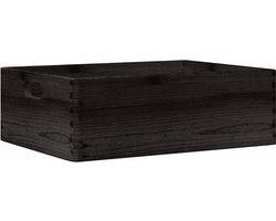 vidaXL - Houten - kist - met - handvatten - 40x30x13 - cm - massief - grenenhout - zwart