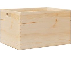 vidaXL - Houten - kist - met - handvatten - 40x30x23 - cm - massief - grenenhout