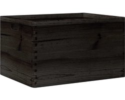 vidaXL - Houten - kist - met - handvatten - 40x30x23 - cm - massief - grenenhout - zwart