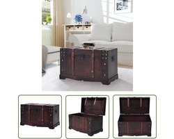 vidaXL Houten Kist - Vintage Kast - Schatkist vintage stijl 66x38x40 cm hout - Opslagkast - Bruine Kast - Retro Kast