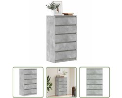 vidaXL Houten Ladekast - Ladekast - Ladekast 60x36x103 cm bewerkt hout betongrijs - Grijze Ladekast - Betonnen Ladekast - Opslagkast