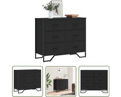 vidaXL Houten Ladekast - Ladekast - Ladekast 91x35,5x74,5 cm bewerkt hout zwart - Opbergkast - Kast Met Lades - Zwarte Ladekast