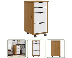 vidaXL Houten Ladekast - Ladekast - Ladekast MOSS verrijdbaar massief grenenhout honingbruin - Grenenhouten Ladekast - Opbergkast - Bureaulade