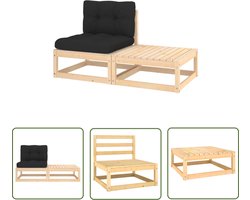 vidaXL Houten Loungebank - Tuin Lounge Set - 2-delige Loungeset met kussens massief grenenhout - Granenhouten Bank - Outdoor Seating - Patio Furniture