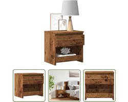 vidaXL Houten Nachtkastje - Nachtkastje - Nachtkastje 40x30x39 cm bewerkt hout oud houtkleurig - Vintage Nachtkastje - Slaapkamervloerlamp - Bureau Lamp
