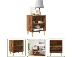vidaXL Houten Nachtkastje - Nachtkastje - Nachtkastje 40x30x50 cm bewerkt hout oud houtkleurig - Slaapkamersdecoratie - Opbergkastje - Bureaulamp