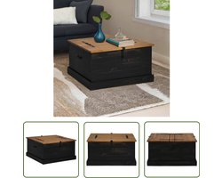 vidaXL Houten Opbergkast - Opbergkist - Opbergkist HALDEN zwart 91x91x47 cm massief grenenhout - Opbergbox - Kast - Greep