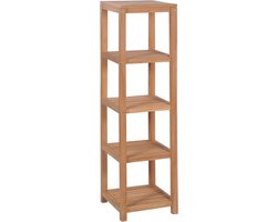 vidaXL Houten Plank - Badkamermeubel - Badkamer opbergrek 4-laags 42x42x165 cm massief teakhout - Opbergplank - Badkamer Accessoire - Teak Hout