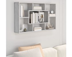 vidaXL Houten Plank - Wandplankje - Wandschap 85x16x52,5 cm bewerkt hout grijs sonoma eikenkleur - Grijze Kast - Opslagoplossing - Woonaccessoires