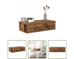 vidaXL Houten Plank - Wandplankje - Wandschap met lades 60x25x15 cm bewerkt hout oud houtkleurig - Opslagoplossing - Bergruimte - Vintage Stijl