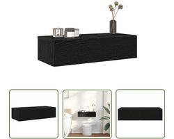 vidaXL Houten Plank - Wandplankje - Wandschap met lades 60x26,5x15 cm bewerkt hout zwart - Bergruimte - Opslagoplossing - Woonaccessoires