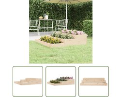 vidaXL Houten Plantenbak - Plantenbak - Plantenbak 107x107x27 cm massief grenenhout - Grenenhouten Plantenbak - Trappenvormige Plantenbak - Sierpot