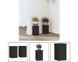 vidaXL Houten Plantendrager - Plantenstandaard - Plantenstandaards 2 st 10x10x18 cm bewerkt hout zwart - Zwarte Plantenstandaard - Binnenplantenrek - Decoratief Plantholder