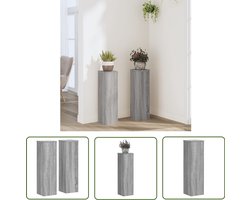 vidaXL Houten Plantendrager - Plantenstandaard - Plantenstandaards 2 st 17x17x60 cm bewerkt hout grijs sonoma - Grijze Plantendrager - Indoor Plantenrek - Plantenhouder