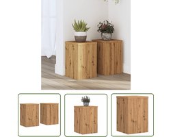 vidaXL Houten Plantendrager - Plantenstandaard - Plantenstandaards 2 st 20x20x30 cm hout artisanaal eiken - Binnenplanten Stand - Decoratief Rek - Bloemenstaander