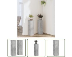 vidaXL Houten Plantenstandaard - Plantenstandaard - Plantenstandaards 2 st 17x17x60 cm bewerkt hout betongrijs - Plantenrek - Binnenplanten - Kamerplanten
