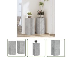 vidaXL Houten Plantenstandaard - Plantenstandaard - Plantenstandaards 2 st 30x30x70 cm bewerkt hout betongrijs - Betonnen Plantenstandaard - Plantenrek - Indoor Plant Display