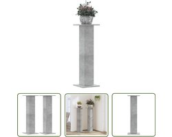 vidaXL Houten Plantenstandaard - Plantenstandaard - Plantenstandaards 2 st 30x30x95 cm bewerkt hout betongrijs - Plantenrek - Betonnen Look - Zwart