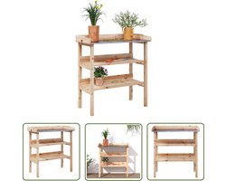 vidaXL Houten Plantenstandaard - Plantentafel - Plantentafel met schappen 78x38x82,5 cm massief vurenhout - Tuintafel - Plantenrek - Buitentafel