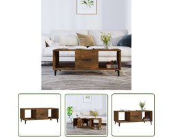 vidaXL Houten Salontafel - Salontafel - Salontafel 102x50x40 cm bewerkt hout gerookt eikenkleurig - Gerookte Eiken Salontafel - Salontafel Met Lade - Tv Tafeltje