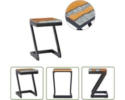 vidaXL Houten Salontafel - Salontafel - Salontafel 30x30x50 cm massief teakhout en polyresin - Teakhouten Salontafel - Mangohouten Salontafel - Multifunctionele Salontafel