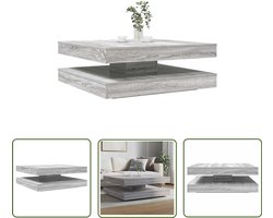 vidaXL Houten Salontafel - Salontafel - Salontafel 360 graden draaibaar 90x90x34,5cm grijs sonoma eiken - Grijze Salontafel - Draaibare Salontafel - Tv Tafella