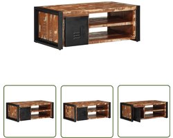 vidaXL Houten Salontafel - Salontafel - Salontafel 90x50x36 cm massief gerecycled hout meerkleurig - Recycled Wood Furniture - Multicoloured Table - Industrieel Design