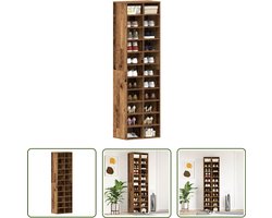 vidaXL Houten Schoenenkast - Schoenenkast - Schoenenkast 54x34x183 cm spaanplaat oud hout - Vintage Schoenenkast - Schoenen Organisatie - Opbergkast
