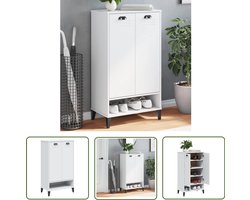 vidaXL Houten Schoenenkast - Schoenenkast - Schoenenkast VIKEN bewerkt hout wit - Witte Schoenenkast - Opbergkast - Entryway Furniture