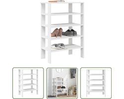 vidaXL Houten Schoenenkast - Schoenenrek - Schoenenrek 61x32x87,5 cm bewerkt hout wit - Opbergplank - Halstandaard - Entryway Furniture