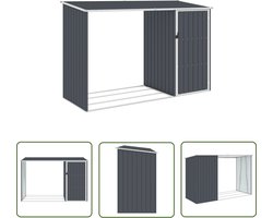 vidaXL Houten Schuur - Brandhoutschuur - Brandhoutschuur 245x98x159 cm gegalvaniseerd staal antraciet - Buitenschuur - Stalen Schuur - Garagebox