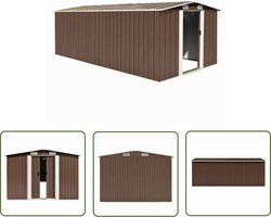 vidaXL Houten Schuur - Tuinhuis - Tuinschuur 257x489x181 cm metaal bruin - Buitenschuur - Opslagruimte - Garage Alternatief