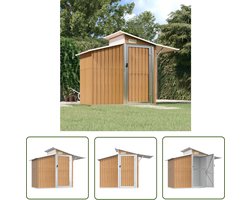 vidaXL Houten Schuur - Tuinopslag - Tuinschuur 270x130x208,5 cm gegalvaniseerd staal bruin - Metalen Schuur - Garagebox - Outdoor Storage