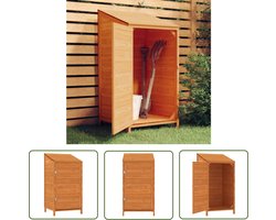 vidaXL Houten Schuur - Tuinschuur - Tuinschuur 55x52x112 cm massief vurenhout bruin - Buitenshuisopslag - Vurenhoutschuur - Compact Design