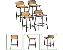 vidaXL Houten Stoel - Barkrukken - Barkrukken 4 st 46x35,5x70 cm massief hout ruw mangohout - Keukenstoel - Eetkamerstoelen - Mango Wood Meubels