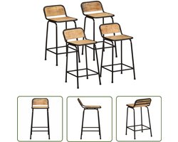 vidaXL Houten Stoel - Barkrukken - Barkrukken 4 st 46x35,5x80 cm massief hout ruw mangohout - Keukenstoel - Eetkamerstoelen - Mango Wood Meubels