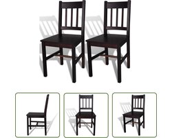 vidaXL Houten Stoelen - Eetkamerstoelen - Eetkamerstoelen 2 st grenenhout donkerbruin - Granenhouten Stoelen - Bruine Stoelen - Dining Chairs
