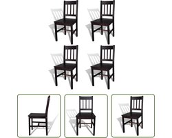vidaXL Houten Stoelen - Eetkamerstoelen - Eetkamerstoelen 4 st grenenhout donkerbruin - Grenenhouten Stoelen - Donkere Bruine Stoelen - Ergonomische Stoelen