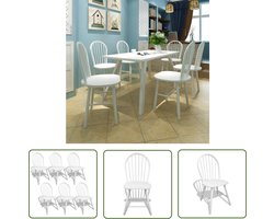 vidaXL Houten Stoelen - Eetkamerstoelen - Eetkamerstoelen 6 st massief rubberwood wit - Vintage Stoelen - Klassieke Stoelen - Moderne Stoelen