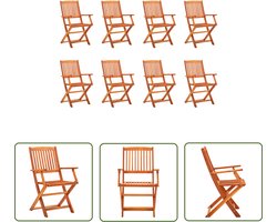 vidaXL Houten Stoelen - Tuinstoelen - Tuinstoelen 8 st inklapbaar massief eucalyptushout - Buitentools - Tuinset - Teak Stoelen
