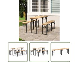 vidaXL Houten Tafel - Biertafelset - 3-delige Biertafelset inklapbaar massief vurenhout - Buitentuinmeubel - Lounge Set - Terrasbank