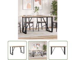 vidaXL Houten Tafel - Eetkamertafel - Eettafel O-frame 140x80x75,5 cm massief grenenhout en staal - Grenenhouten Tafel - Ovale Tafel - O-vormige Tafel
