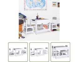 vidaXL Houten Tafel - Kindertafel - Kindertafel met 2 stoelen MDF wit - Kids Tafel - Speeltafel - Knuffeltafel