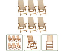 vidaXL Houten Tuinstoelen - Tuinstoelen - Tuinstoelen 6 st inklapbaar met kussens massief acaciahout - Inklapbare Tuinstoelen - Tuinstuif - Buitenmeubilair